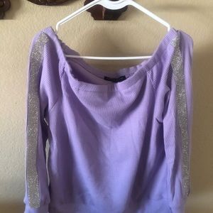 New Beautiful lavender sport set with wide sparkle down sides of top and pants.